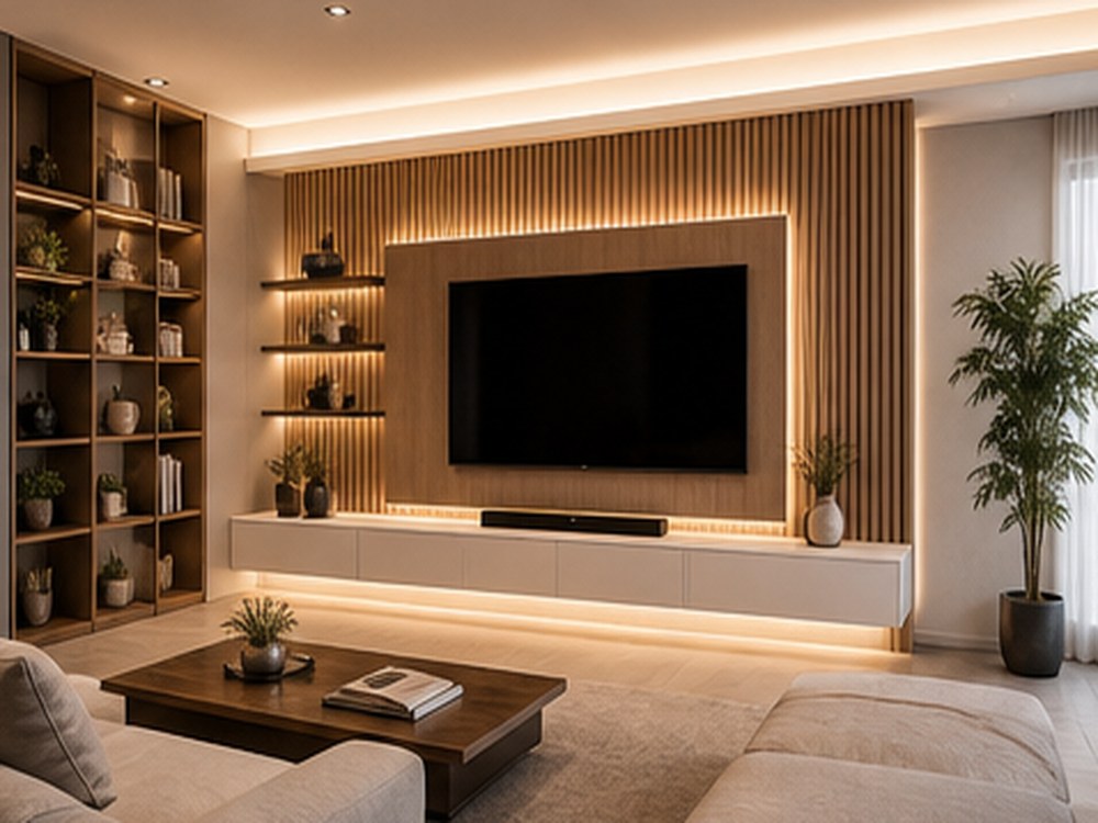 Meubles living ARCHICUISINE-PHARMA - Living Mur Média Noyer
