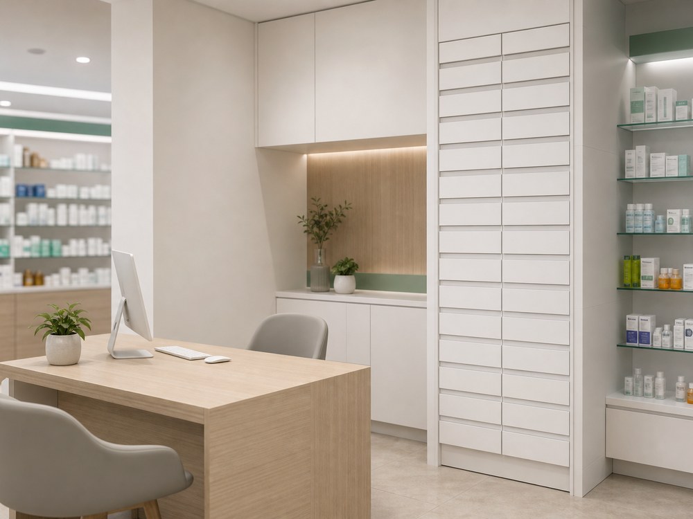 Pharmacie aménagée sur mesure par ARCHICUISINE-PHARMA