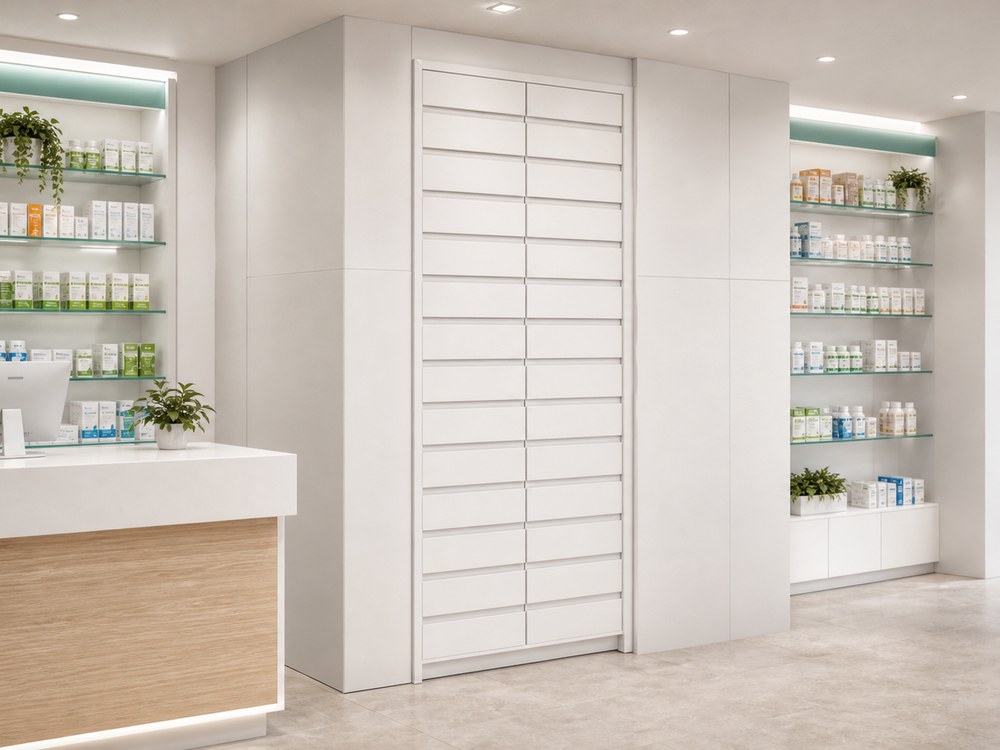 Détail mobilier pharmacie ARCHICUISINE-PHARMA