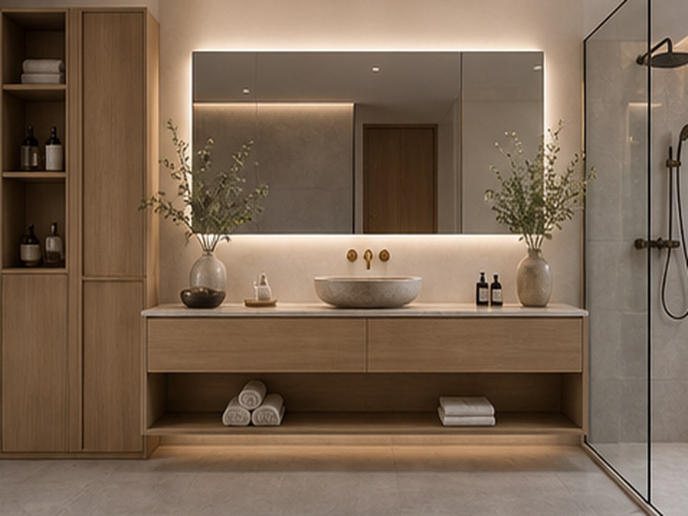 Salle de bain sur mesure ARCHICUISINE-PHARMA - Salle de Bain Pureté Minérale